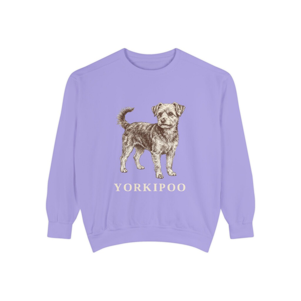 Yorkipoo Sweatshirt, Vintage Dog Sketch Crewneck, Dog Lover Gift