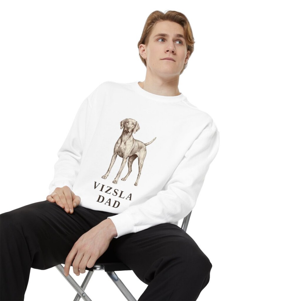 Vizsla Dad Sweatshirt, White, person 1 context