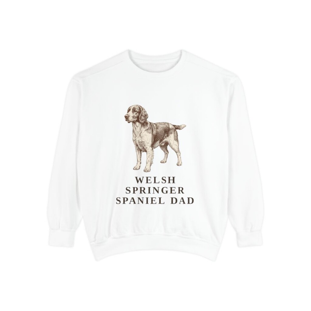 Welsh Springer Spaniel Dad Sweatshirt, White, front view