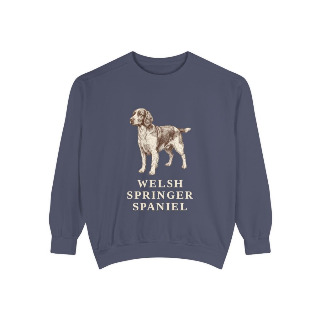 Welsh Springer Spaniel Sweatshirt, Denim, front view