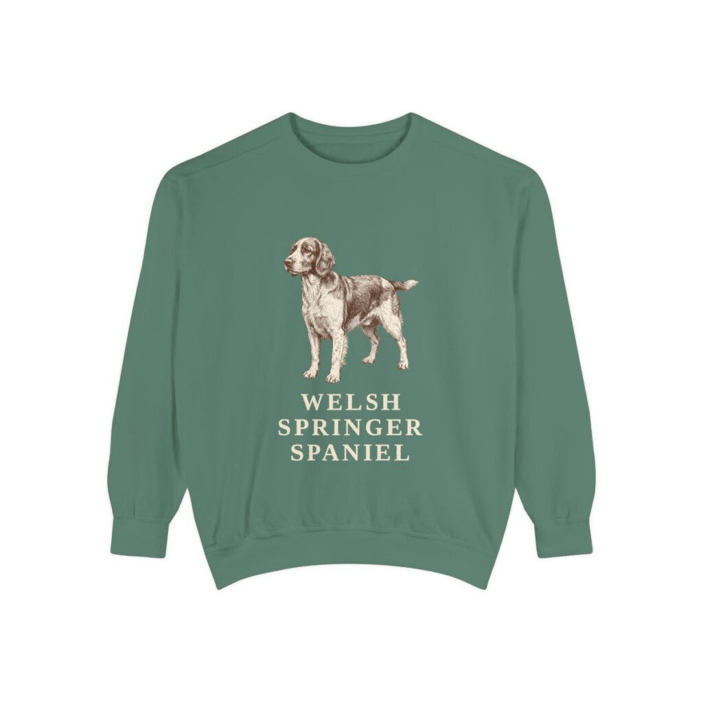 Welsh Springer Spaniel Sweatshirt, Light Green, front view