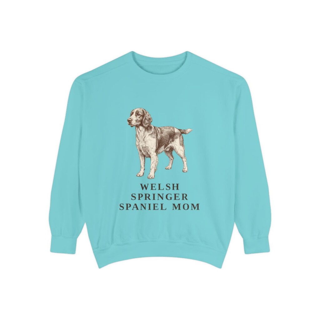 Welsh Springer Spaniel Mom Sweatshirt, Chalky Mint, front view
