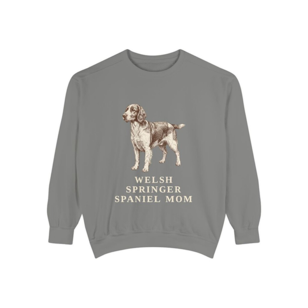 Welsh Springer Spaniel Mom Sweatshirt, Grey, front view