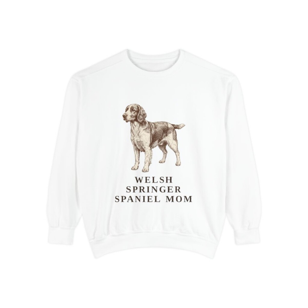 Welsh Springer Spaniel Mom Sweatshirt, White, front view