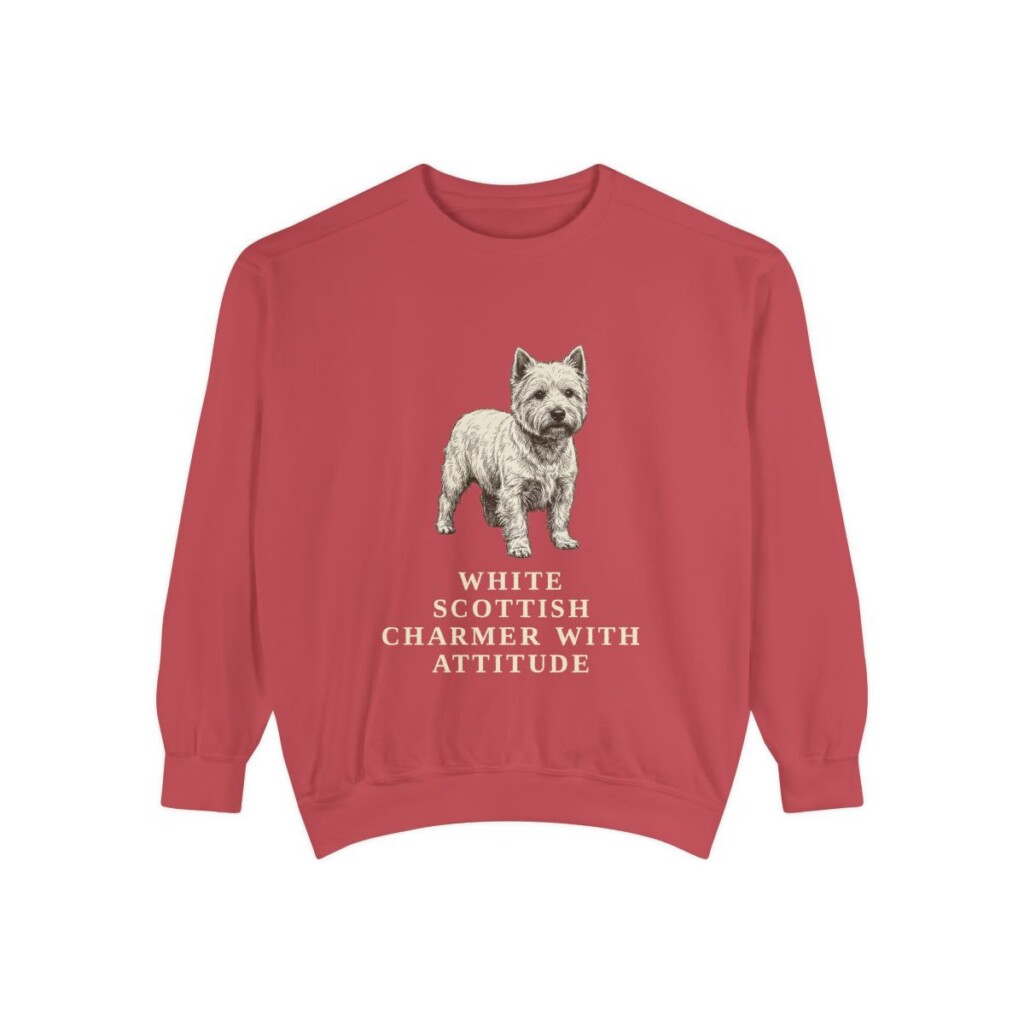 West Highland White Terrier Humor Sweatshirt, Crimson, front view