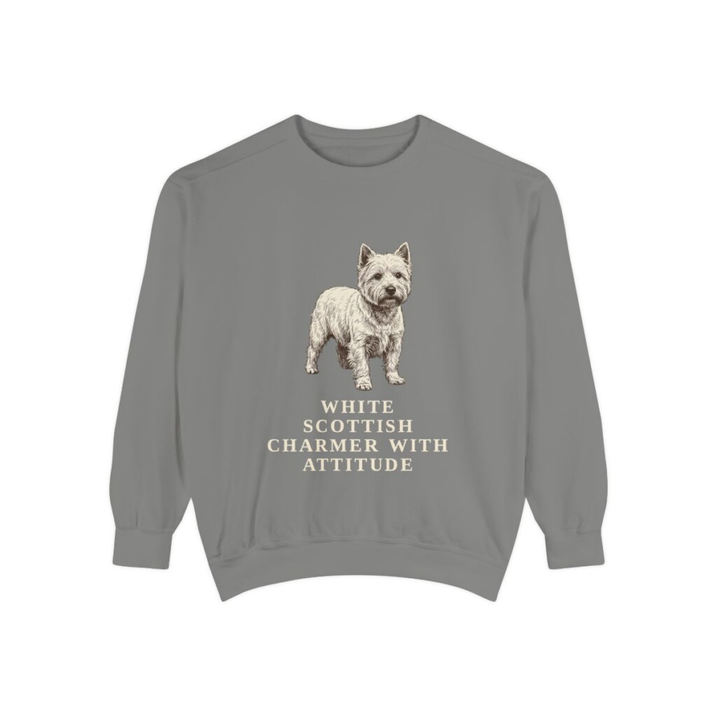 West Highland White Terrier Humor Sweatshirt, Grey, front view