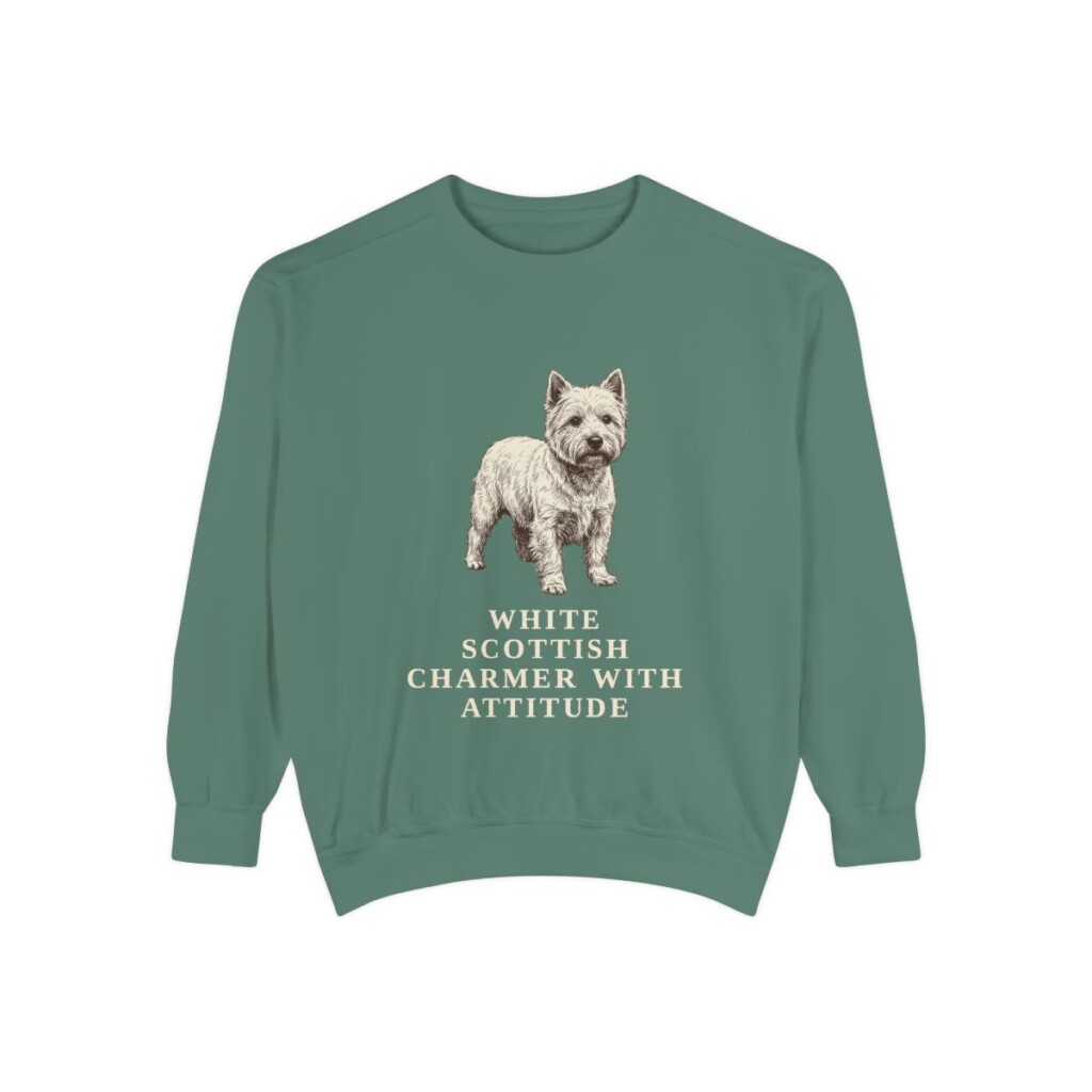 West Highland White Terrier Humor Sweatshirt, Light Green, front view