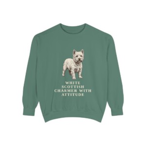 west-highland-white-terrier-sweatshirt-humor-light-green West Highland White Terrier Humor Sweatshirt, Light Green, front view