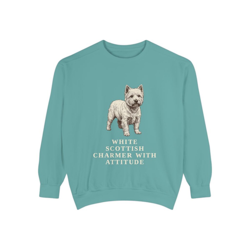 West Highland White Terrier Humor Sweatshirt, Seafoam, front view
