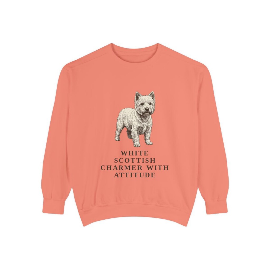 West Highland White Terrier Humor Sweatshirt, Terracotta, front view