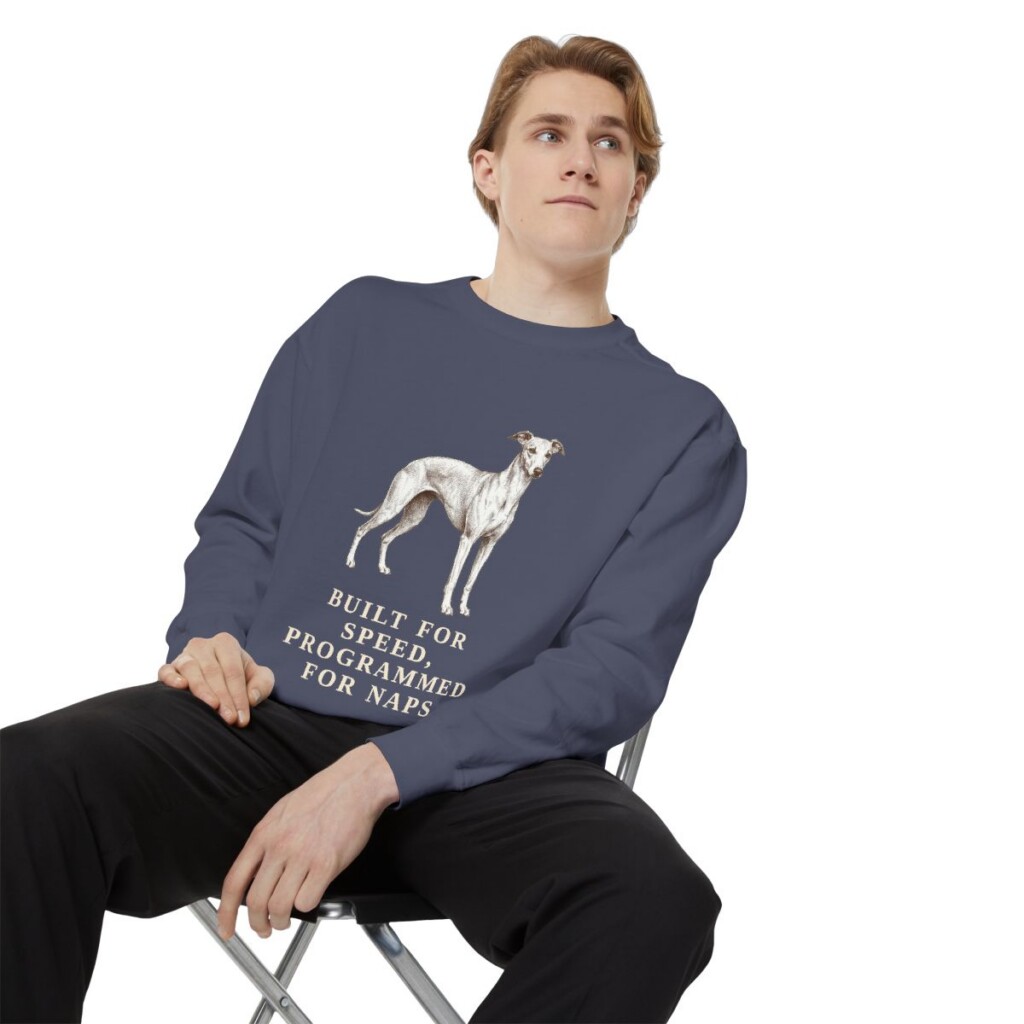Whippet Humor Sweatshirt, Denim, person 1 context
