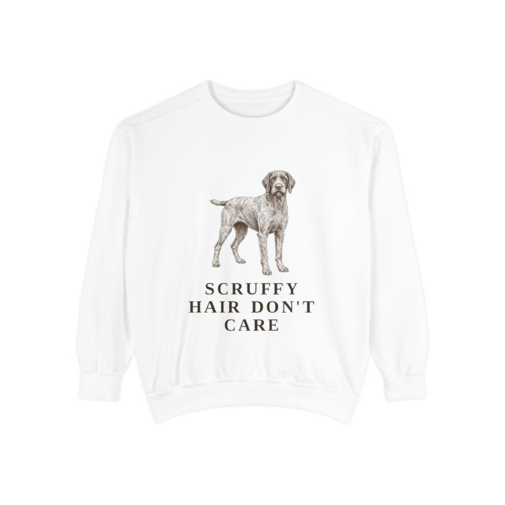 Wirehaired Pointing Griffon Humor Sweatshirt, White, front view