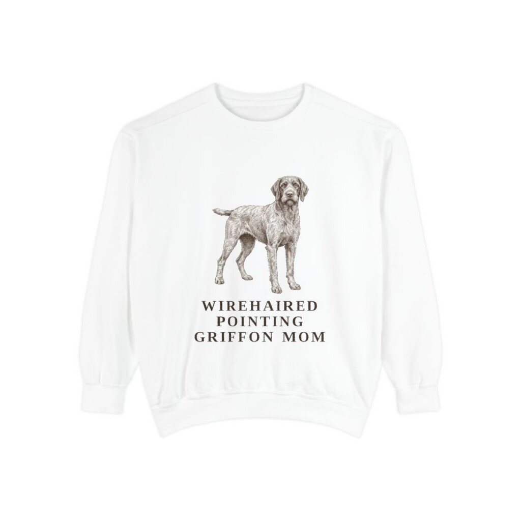 Wirehaired Pointing Griffon Mom Sweatshirt, White, front view