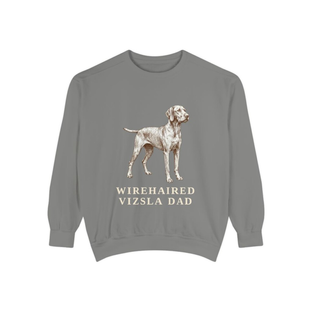 Wirehaired Vizsla Dad Sweatshirt, Grey, front view