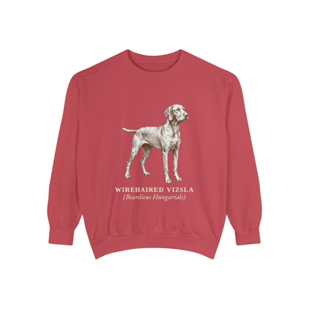 Wirehaired Vizsla Latin Sweatshirt, Crimson, front view