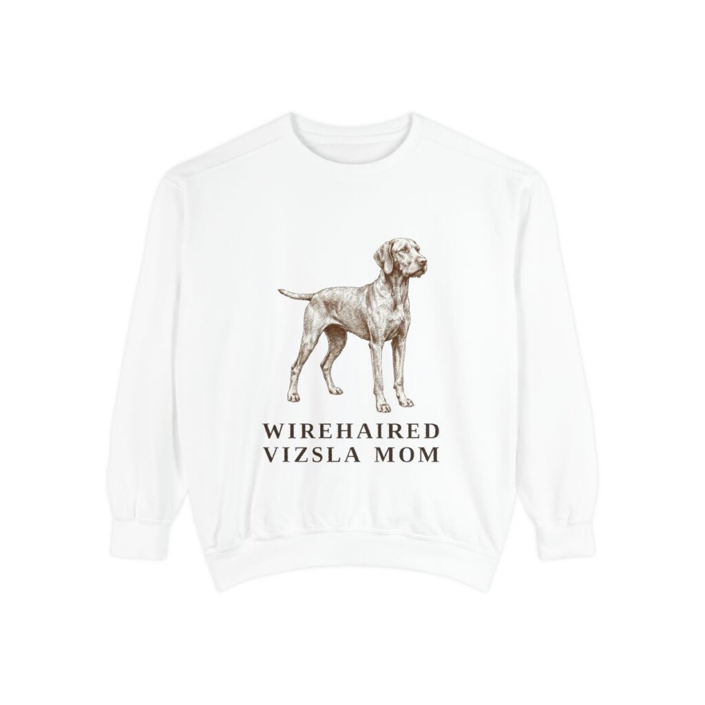 Wirehaired Vizsla Mom Sweatshirt, White, front view