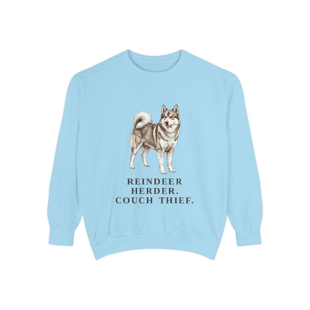 Yakutian Laika Humor Sweatshirt, Chambray, front view