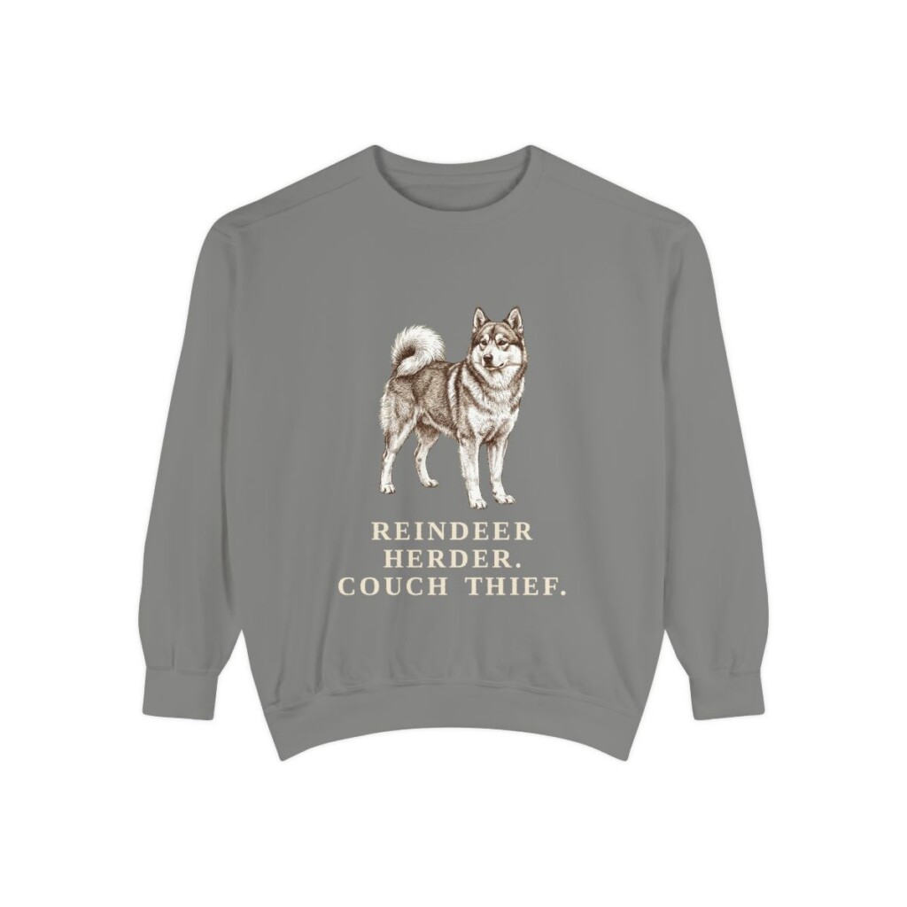 Yakutian Laika Humor Sweatshirt, Grey, front view