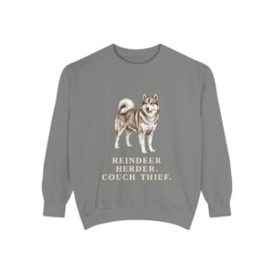 Yakutian Laika Humor Sweatshirt, Grey, front view