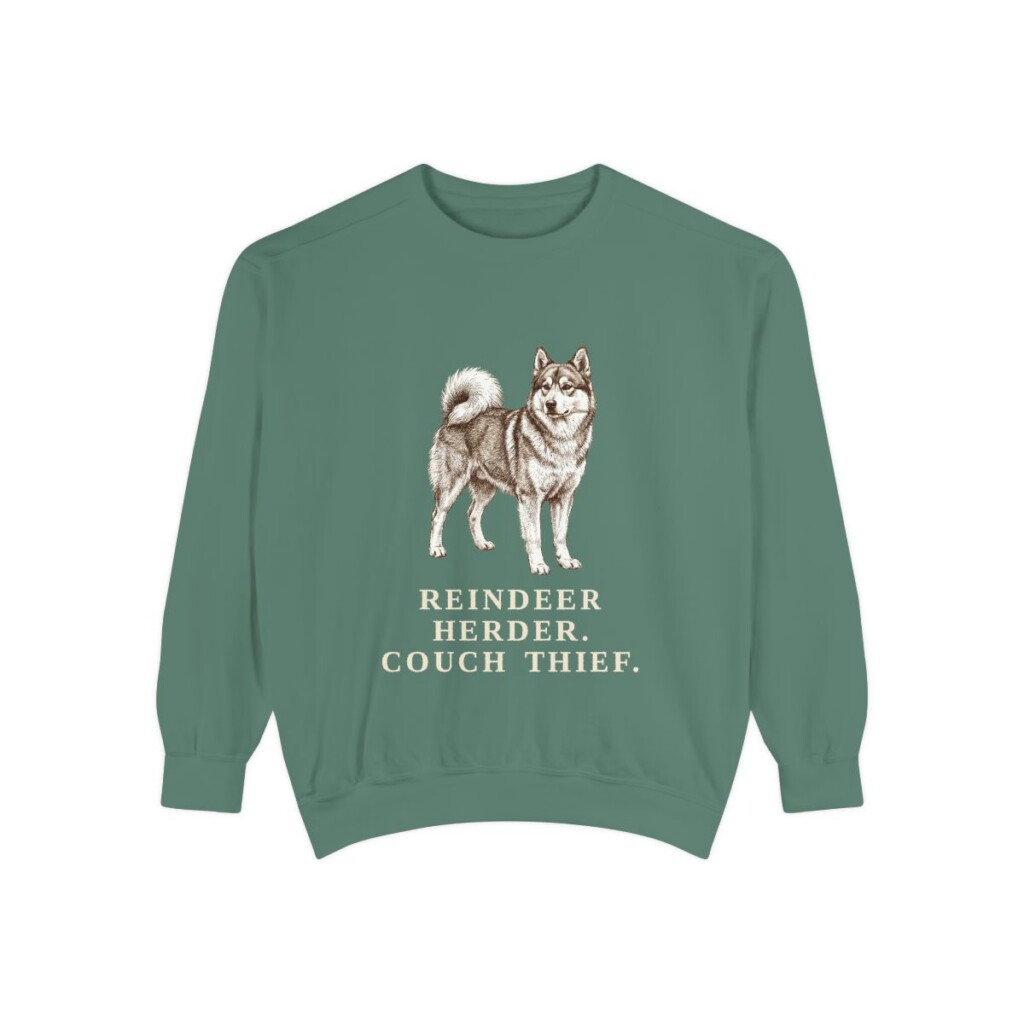 Yakutian Laika Humor Sweatshirt, Light Green, front view