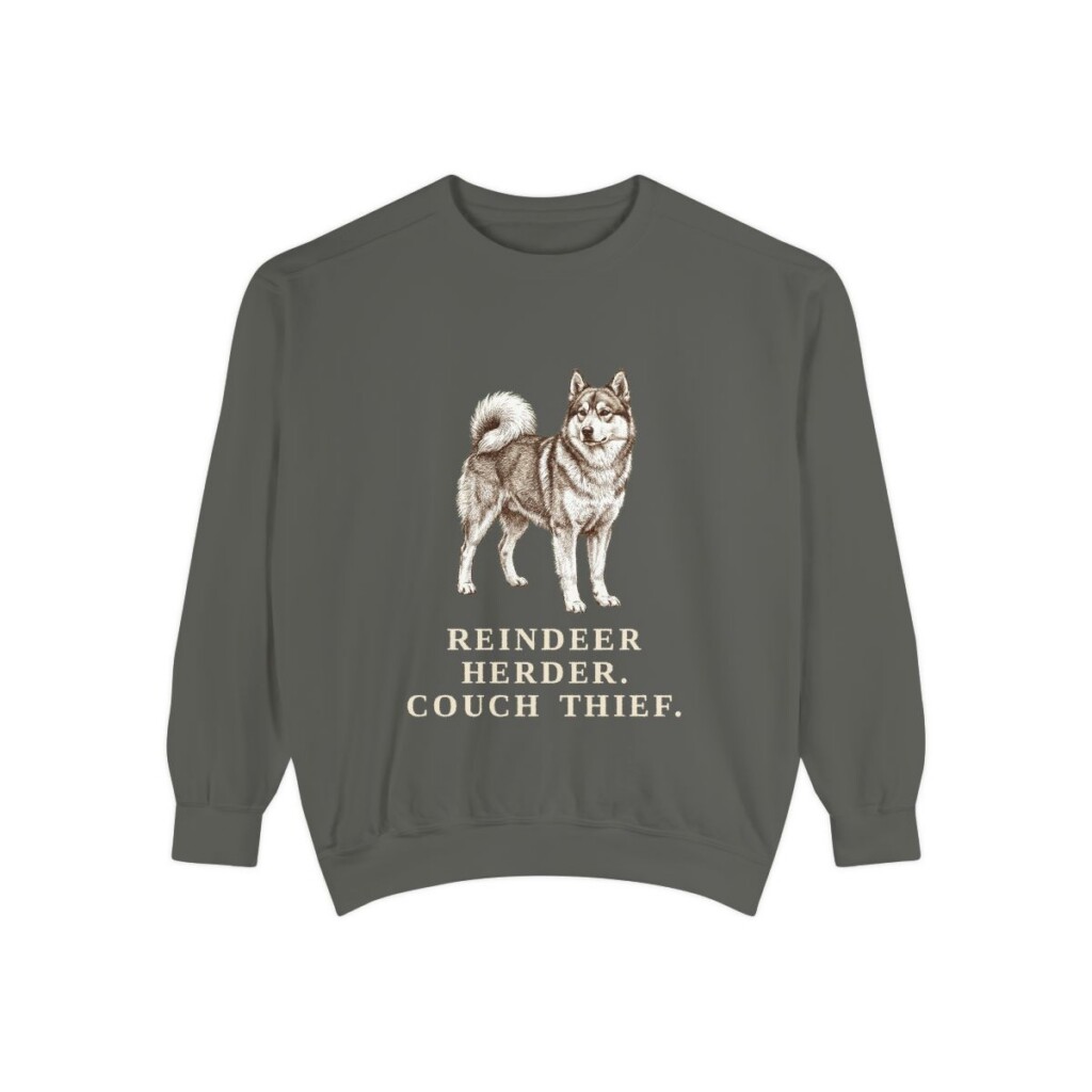 Yakutian Laika Humor Sweatshirt, Pepper, front view