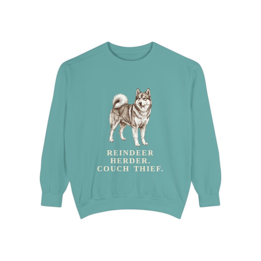 Yakutian Laika Humor Sweatshirt, Seafoam, front view
