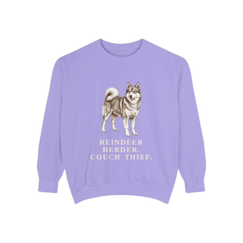 Yakutian Laika Humor Sweatshirt, Violet, front view