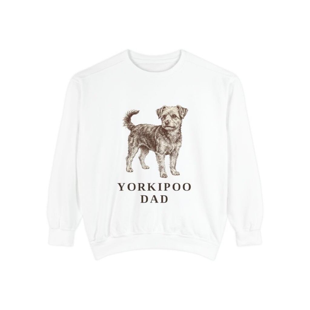 Yorkipoo Dad Sweatshirt, White, front view