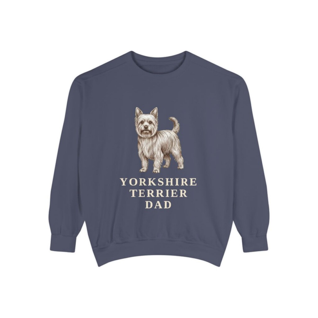 Yorkshire Terrier Dad Sweatshirt, Denim, front view