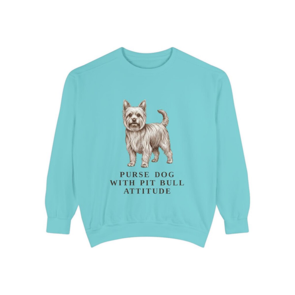 Yorkshire Terrier Humor Sweatshirt, Chalky Mint, front view