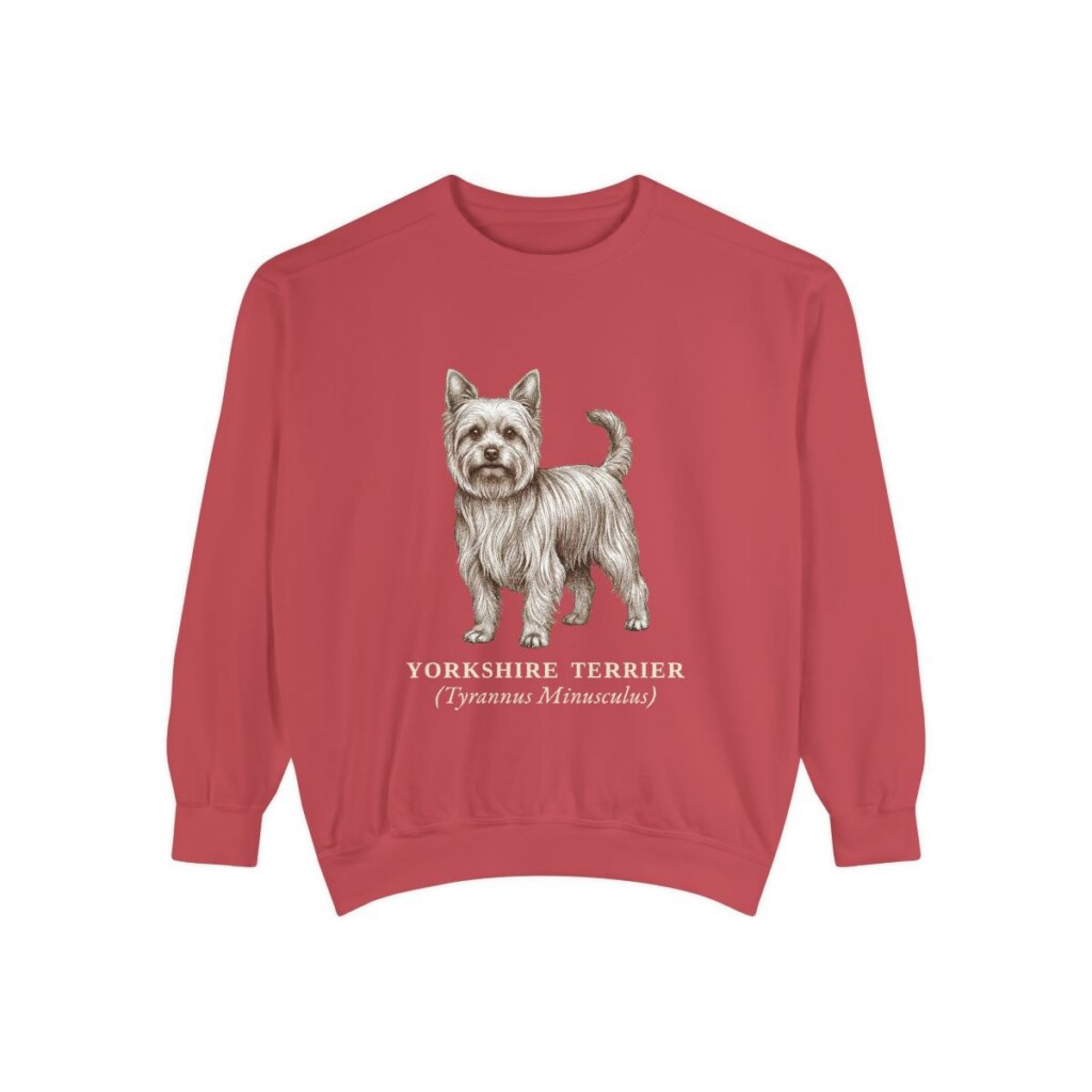 Yorkshire Terrier Latin Sweatshirt, Crimson, front view