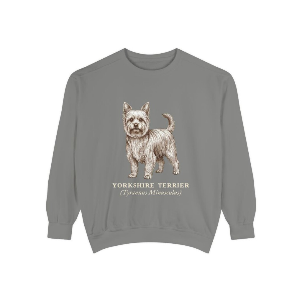 Yorkshire Terrier Latin Sweatshirt, Grey, front view
