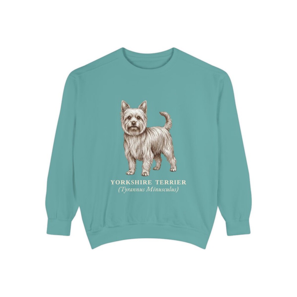 Yorkshire Terrier Latin Sweatshirt, Seafoam, front view