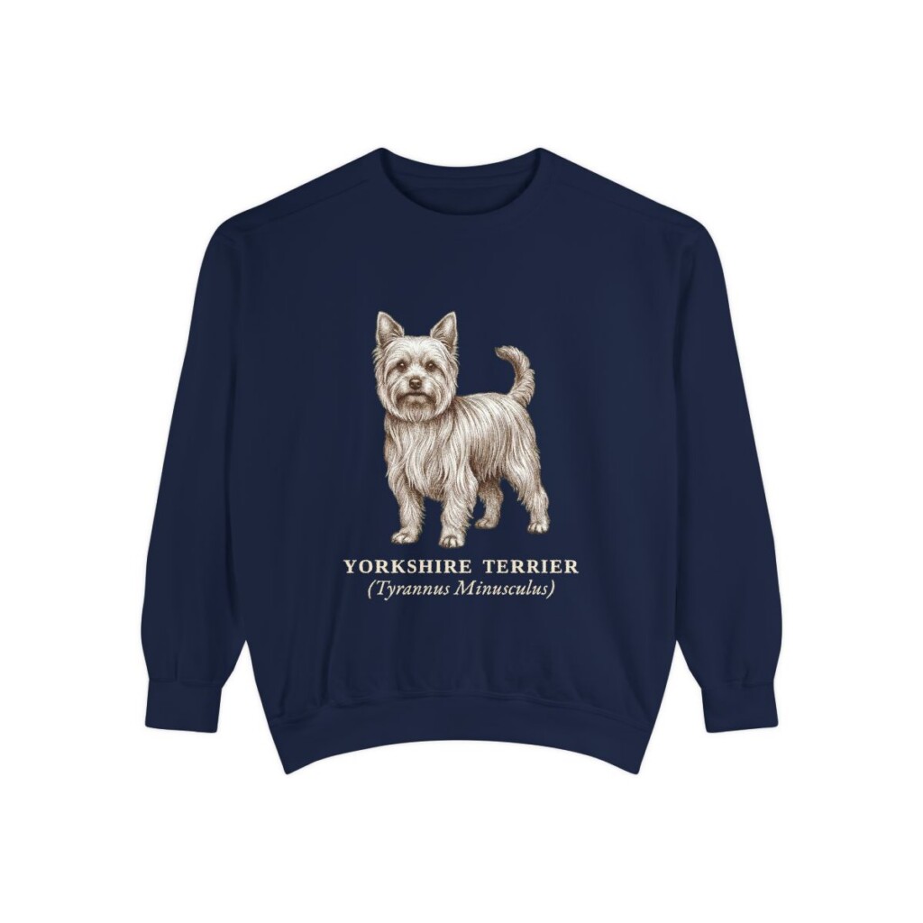 Yorkshire Terrier Latin Sweatshirt, True Navy, front view