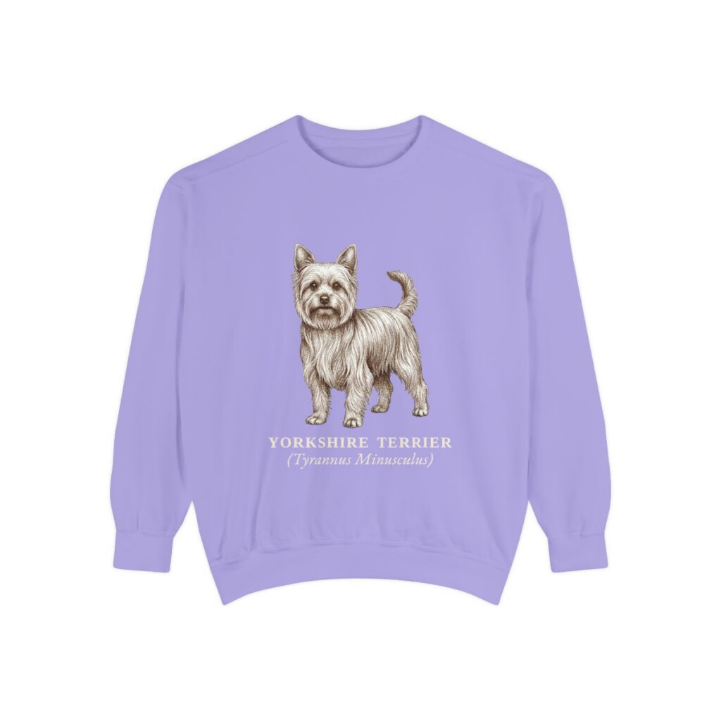 Yorkshire Terrier Latin Sweatshirt, Violet, front view