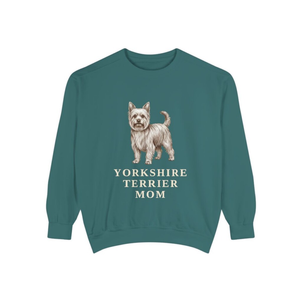Yorkshire Terrier Mom Sweatshirt, Blue Spruce, front view