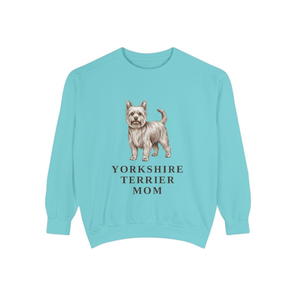 Yorkshire Terrier Mom Sweatshirt, Chalky Mint, front view