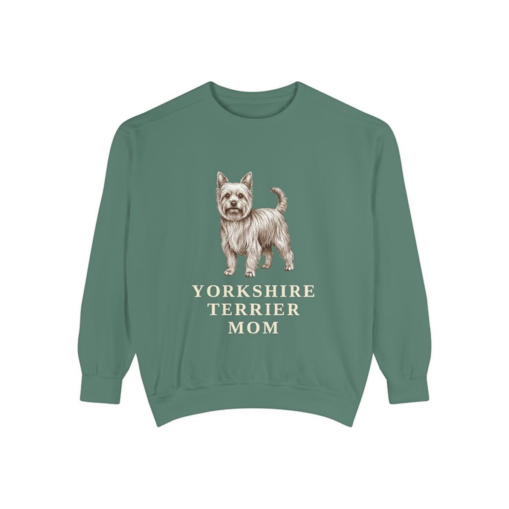 Yorkshire Terrier Mom Sweatshirt, Light Green, front view